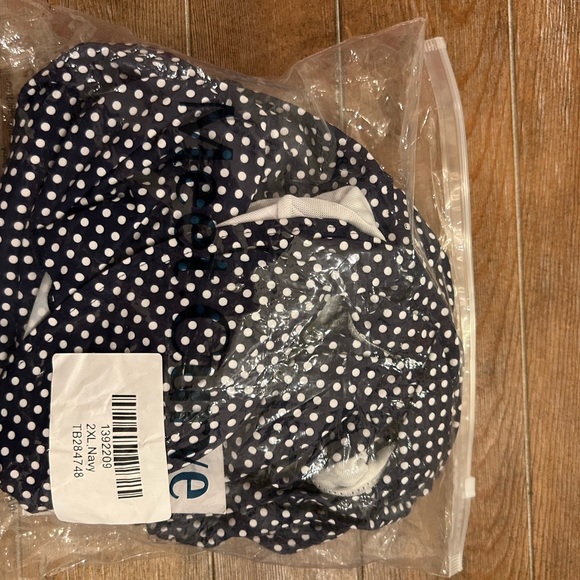 Meet Curve Navy and White Dots Ruched Bikini Set - Picture 4 of 6